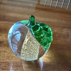 Glass Apple  with Green Leaf